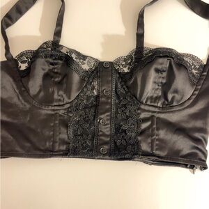 Princess Polly Black Satin Lace Bralette
